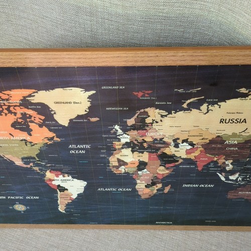 Wooden World Map Wall art, 28"x 18 “ Countries of woods common to each,detailed - Picture 4 of 13