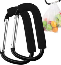 Aluminum Hanger Carabiner with Sponge Grip, 2Pcs Aluminum Grocery Bag Handle Org