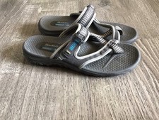Skechers Womens Size 9 Reggae Outdoor Lifestyle Slides Gray Slip On Sandals