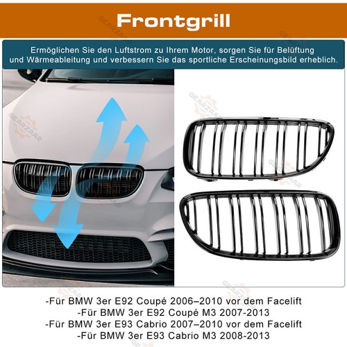 Nieren Grill Doppelsteg passend für BMW 3er E92 E93 LCI 2010-2014 klavierschwarz - Bild 7 von 21