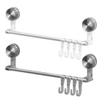 Suction Cup Towel Bar 20Inch Removable Vacuum Suction Towel Holder + 4Hooks