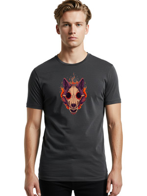 Wolf-Skull Mens Graphic Tee, 100% Cotton, Casual Summer Wear