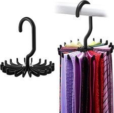 2Pack Circular Tie Hanger Updated Twirl Rack Adjustable Adult, Black