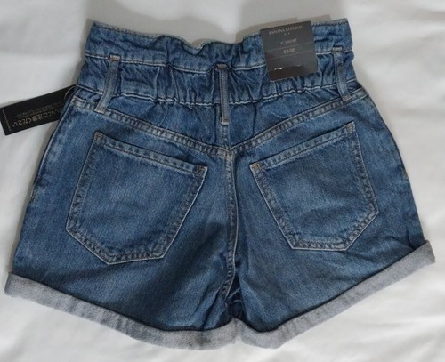 Banana Republic Women's 00 Elastic Waist high rise Shorts Blue light Wash ~ New - Picture 2 of 11