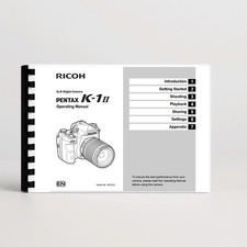 Owners Manual for Ricoh Pentax K-1 II, K1II Camera