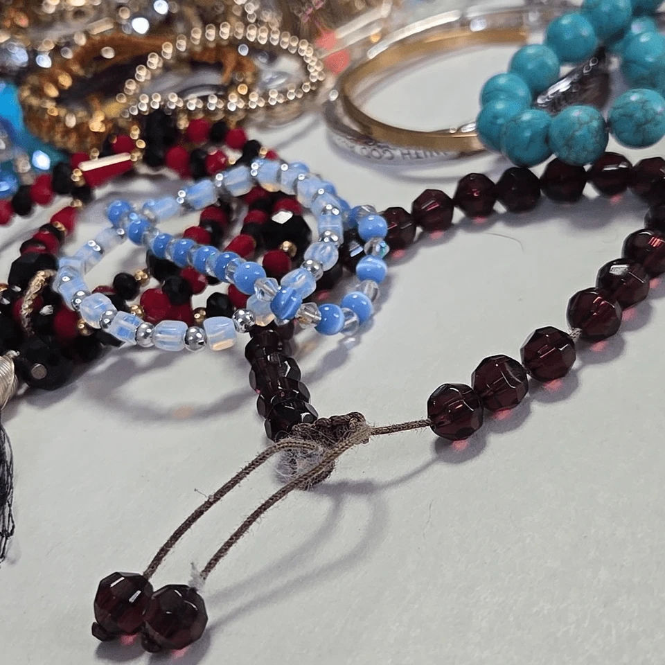 Lote de 30+ cuentas de fe opalita piedra de vidrio vintage hasta ahora Foto 2 de 4