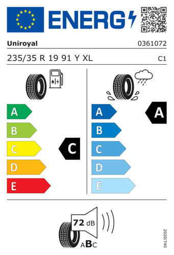 TYRE SUMMER UNIROYAL 235/35 R19 91Y RAINSPORT 5 XL - Picture 2 of 5