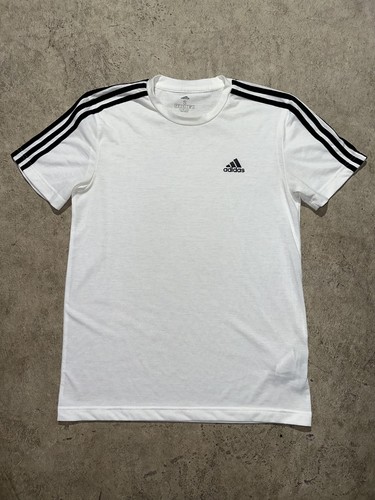 Adidas T-Shirt Herren Größe S Classic 3 Streifen weiß schwarz ClimaLite 