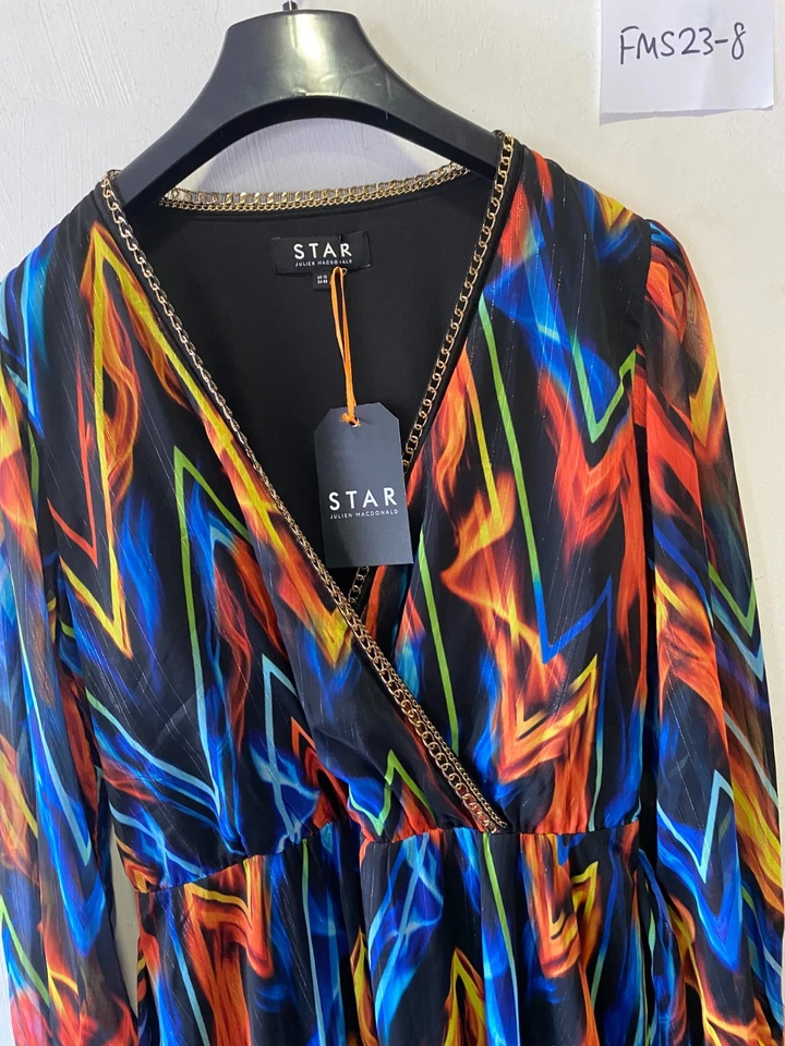 Star by Julien Macdonald Chain Detail Hi/Low Midi Dress UK 12 (FMS23-8) - Image 3 of 3