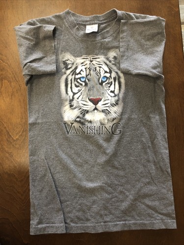 Camicia vintage anni 90 bianca-tigre che scompare piccola grigia made in USA/Alore P8 - Foto 4 di 5