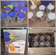 Lot-12 VTG Luminarc French Working Glass W/lids Jam Jelly Jar/Pot NIB 14oz 21oz