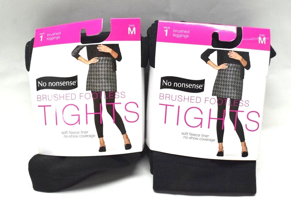 No Nonsense Brushed Footless Tights Cobblestone, Pack of Two, You Choose Size - Image 3 of 4