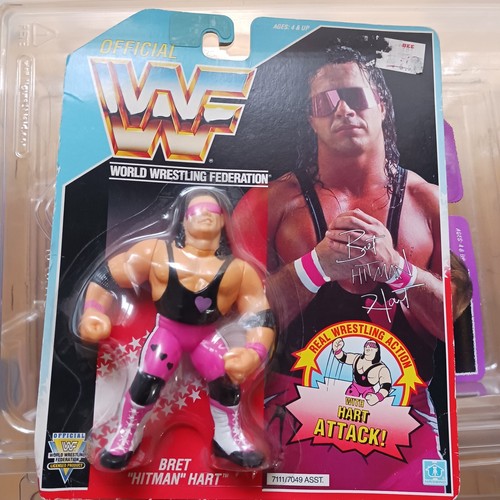 WWF wwe Vintage Wrestler Blue Card Bret Hart Purpl...