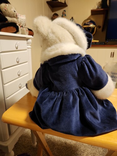 BOYD'S BEARS ALEXIS BERRIMAN BLAU SAMT WEIHNACHTSMANN KLEID WEIHNACHTEN PLÜSCH WEISSER BÄR - Bild 4 von 6