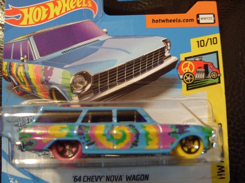 Hot Wheels 1:64 '64 Chevy Nova Station Wagon - HW ART CARS #188/250 - Blu 2019