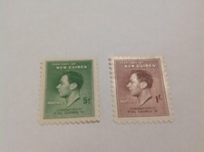 New Guinea King George VI Coronation 5d Green,1/- Purple mint