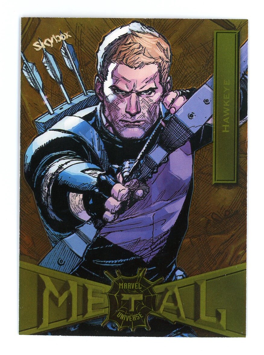 2021 SkyBox Metal Universe Marvel Spider-Man Yellow FX Hawkeye #31
