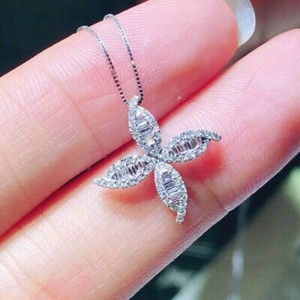 Authentic 1Ct Round Cut Lab Created Diamond Women's Pendant 14k White Gold Plated Silver