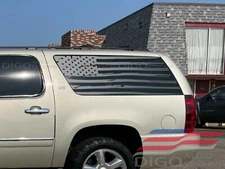 Fits 2007-2014 Chevy Suburban Yukon XL Quarter Window Distressed American Flag