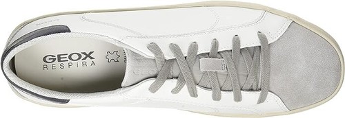 GEOX WARLEY LOW TOP MEN'S LEATHER RESPIRA SNEAKERS -WHITE/GRAY (US SIZE 10/10.5) - Picture 5 of 10