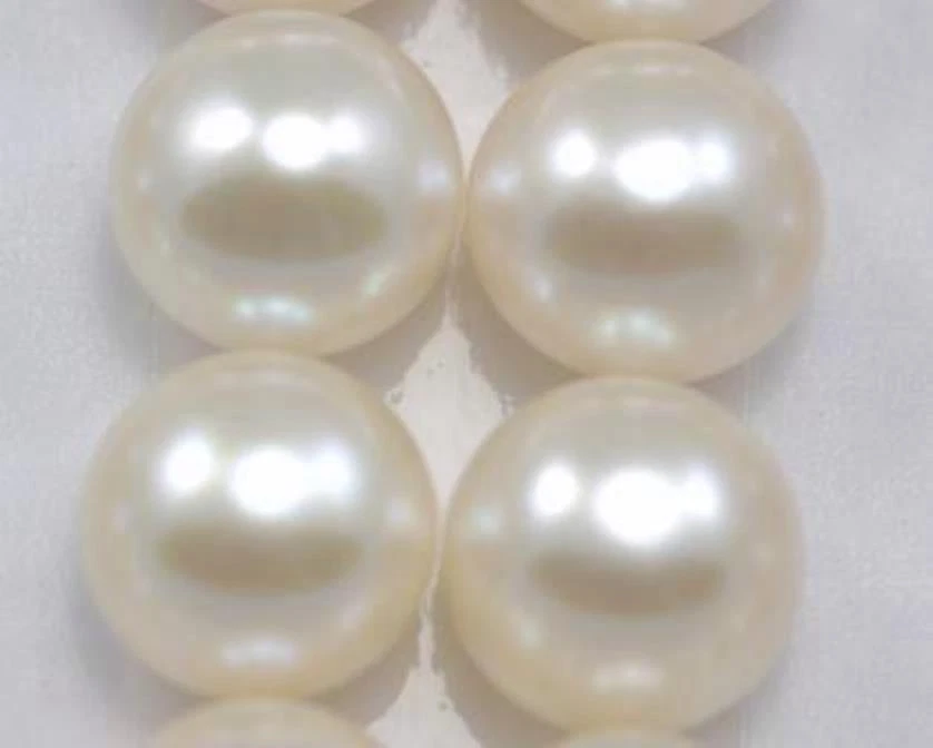 White Button Half-drilled Freshwater Pearls Flat Back Making Earrings AAAA - Image 2 of 4