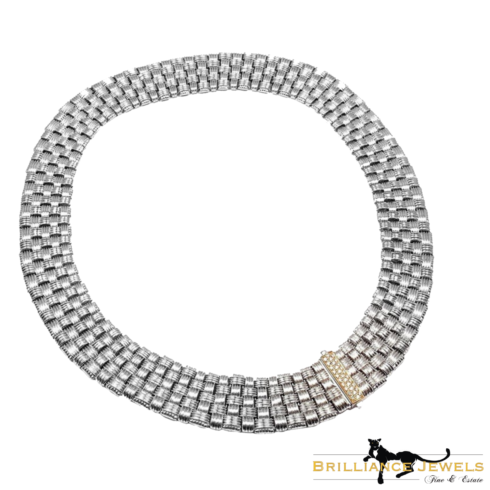 Roberto Coin APPASSIONATA 18k White Gold Diamond 5 Row Woven Necklace