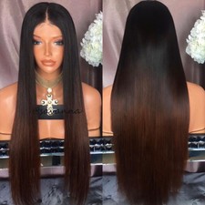 Ombre Brown Brazilian Virgin Human Hair Full Lace/Front Lace Wigs Silk Straight