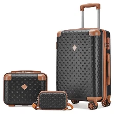 3-Piece Carry-on Luggage Set with Swivel Wheel Combination Lock Lightweight Hard