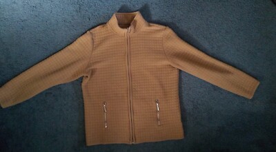 women's tan zip up sweater jacket karen scott quilted s cotton blend mock neck