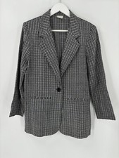 Modern Essentials Vintage Blazer Womens Petite Small Black White Plaid Check