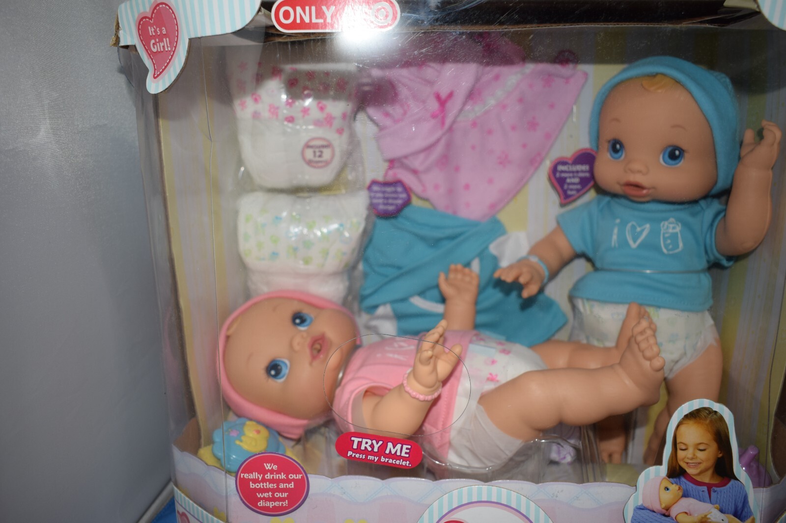 2007 Hasbro Baby Alive Wets N Wiggles Boy and Girl Twins Set Doll New