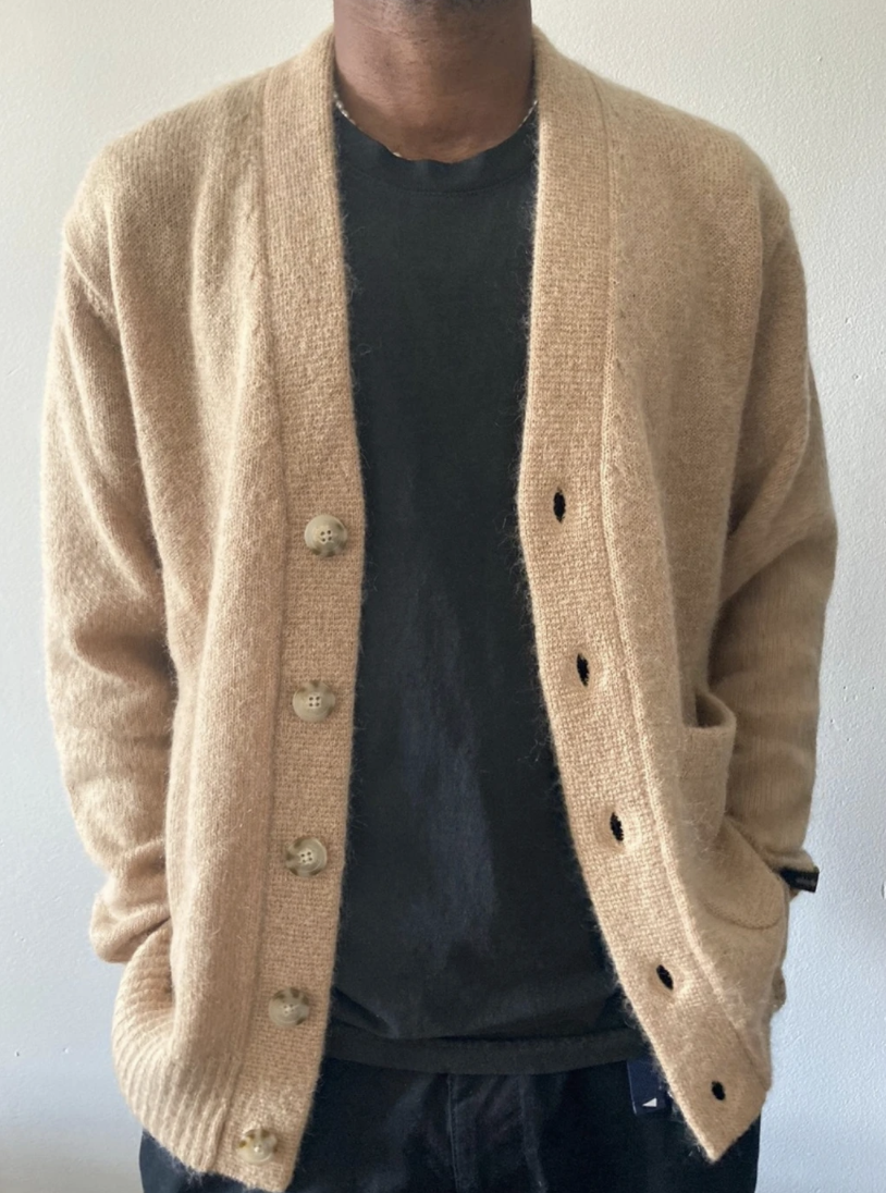 ALD Mohair cardigan Sweater Tan Wool | eBay