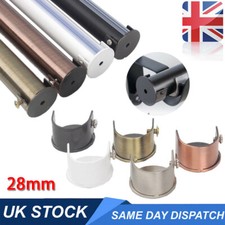 1/2  Metal 28mm Curtain Pole Recess Wall Bracket Black Chrome Brass Satin Chrome