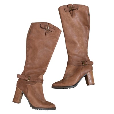 Fabianelli Carmel tan leather knee high heeled boots 38/7.5