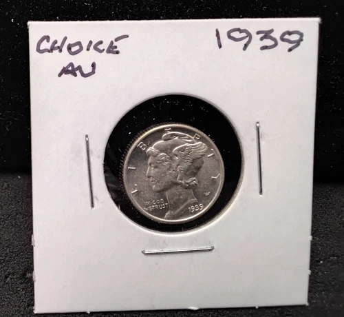 1939 MERCURY SILVER DIME- CHOICE AU - HO43
