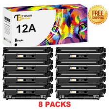 8PACK Black Toner Set for HP 12A Q2612A LaserJet 1015 1020 1022 3055 M1319 HY