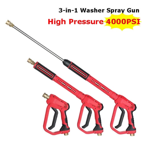 High Pressure 4000PSI Car Power Washer Gun Spray Wand Lance Nozzle 50FT Hose Kit - Picture 2 of 17