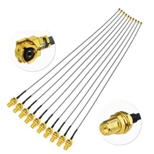 10-Pack U.FL to RP-SMA Female Bulkhead Mount Mini PCIe PCB Cable 15cm