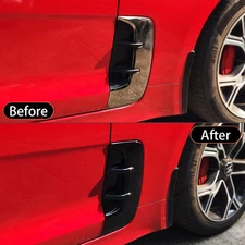 2x Gloss Black Front Side Fender Air Vent Cover Trim for Kia Stinger 2017-2023fh
