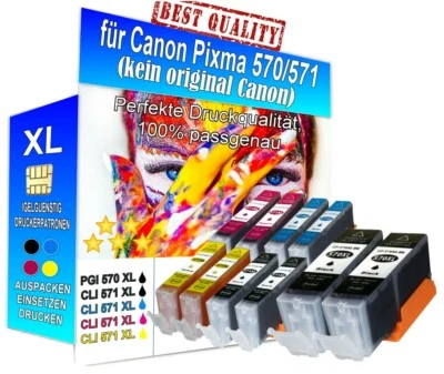 MARKENLOS 10x Cartuchos de impresora XXL para Canon PIXMA TS5050 MG5750 PGI-570 CLI-571 con chip