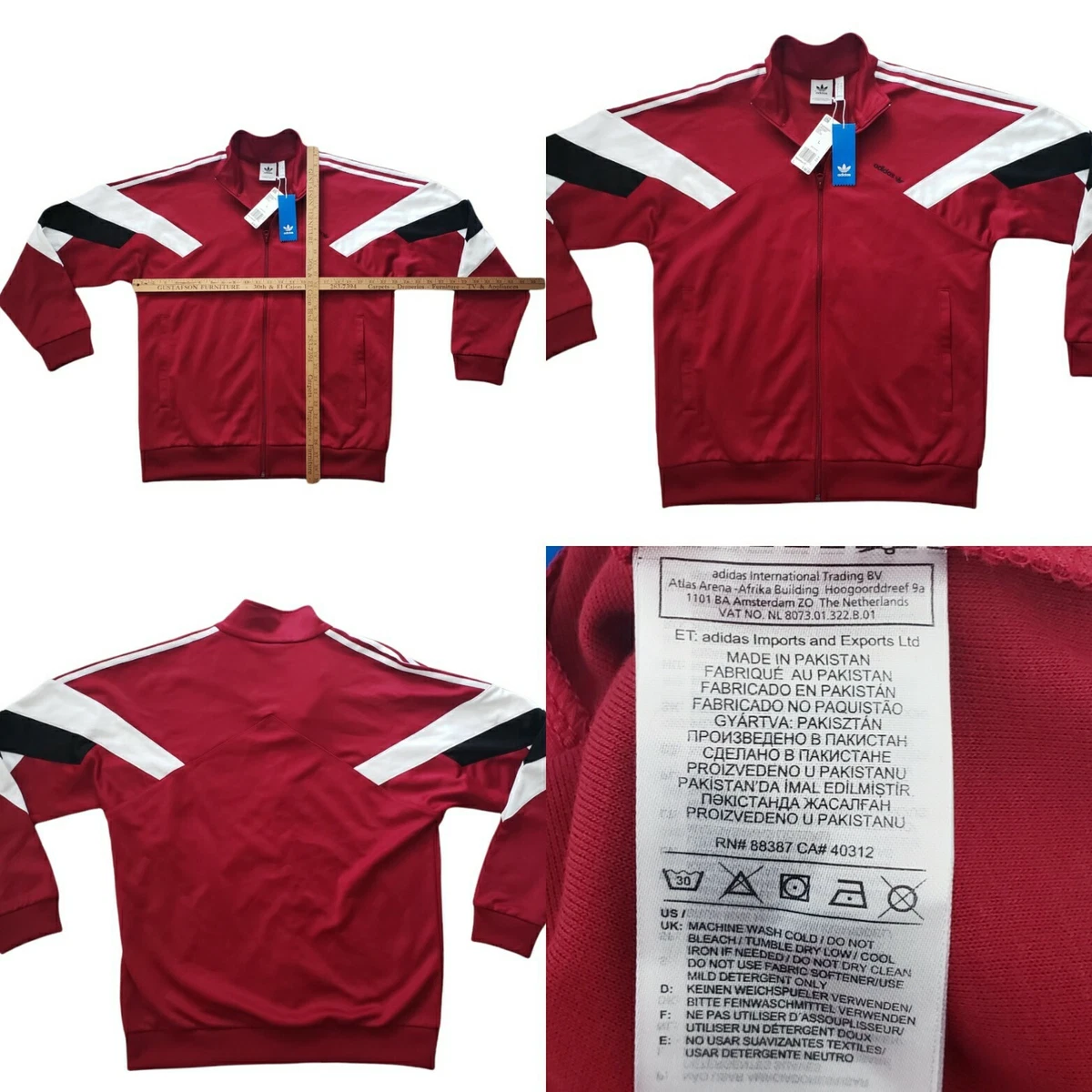 NWT Adidas Palmeston TT Track Jacket Zip Up - MSRP $90 Maroon Black White L | eBay