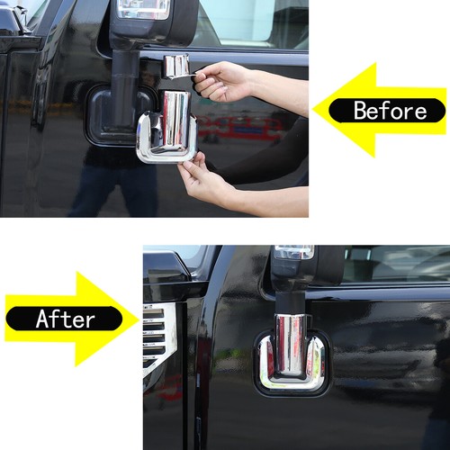 Cubierta de borde de base de espejo retrovisor de puerta lateral plateada para Hummer H2 2003-09 EE. UU. - Imagen 12 de 20