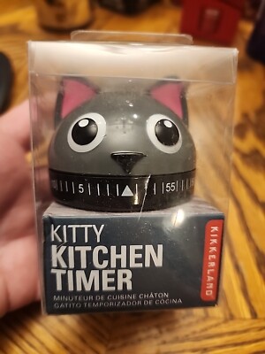 Kikkerland Kitty Cat Kitchen Timer 60 Min Cooking Count Down Clock Alarm