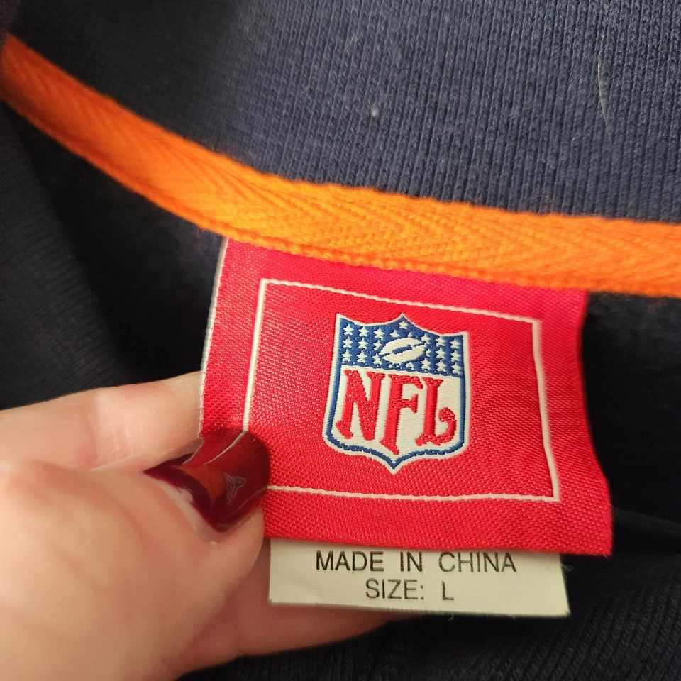 NFL Denver Broncos Full Zip Hoodie Jacket Mens Size Large Embroidered Navy Blue - Image 4 of 4