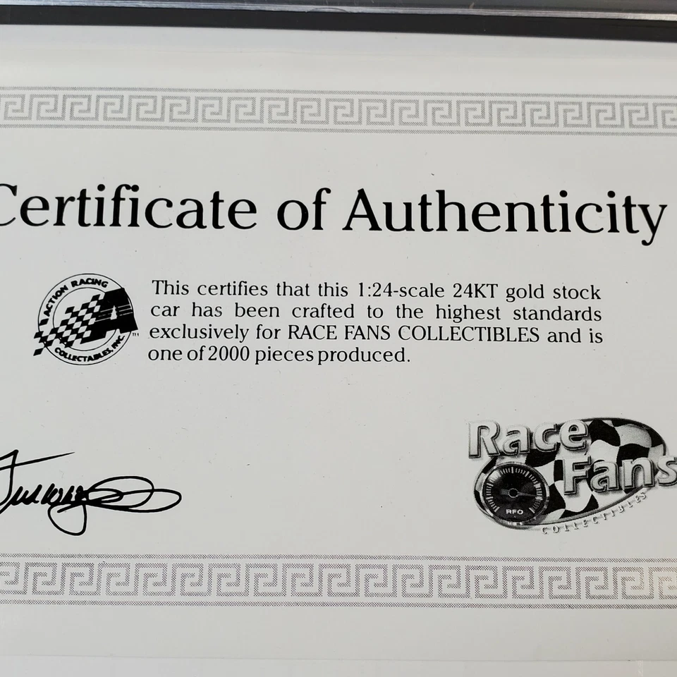 Ken Schrader 36STOCK CAR ACTION 2000 Grand Prix NASCAR CERTIFICADO DE AUTENTICIDAD 1:24 ORO 24 KT carrera Foto 2 de 4
