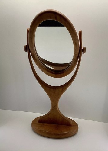 Vintage walnut wood standing adjustable freestanding, vanity mirror, w/t box - Picture 3 of 12