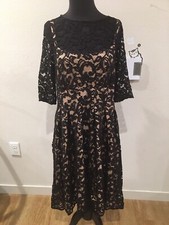 Adrianna Papell Chantilly Lace Sheath Dress, Crew neck, 3/4 sleeve, Size 12