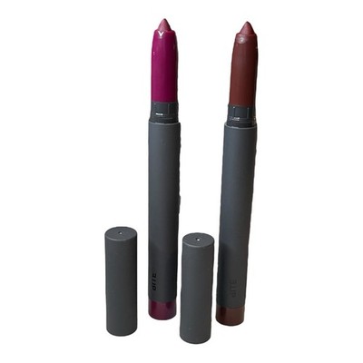 2 Pack - BITE BEAUTY Matte Creme Lip Crayons - Licorice + Aubergine - NIB - Rare