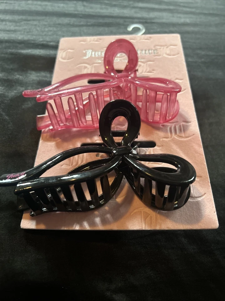 Pinzas para el cabello con moño Juicy Couture 2pk negro y rosa 🖤🩷 Foto 4 de 4