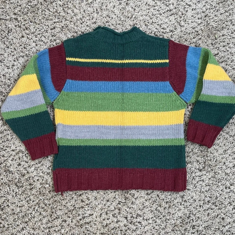 Suéter de Colección Tommy Hilfiger Grueso Tejido Lana Rayas Niños 4T Botón Hombro Foto 3 de 4